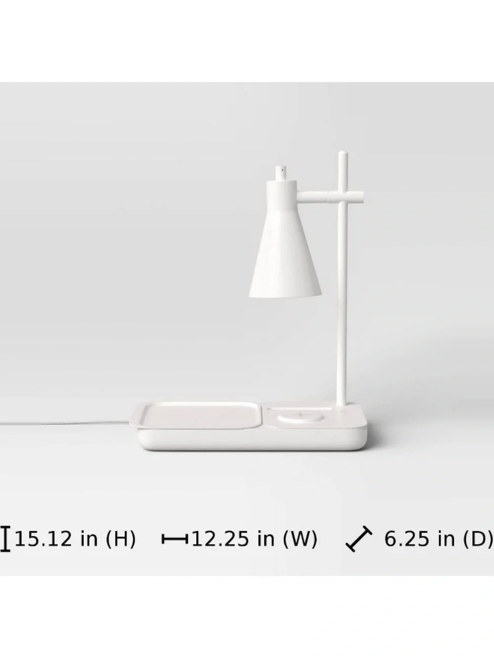 Room Essentials White Task Lamp with Tray and Wireless Pad